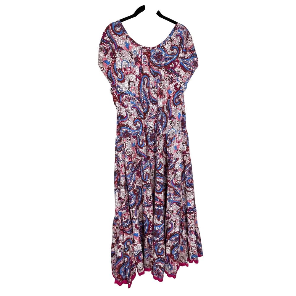 Soft Surroundings Women's 1X Plus Maxi Dress Paisley Tiered Fit & Flare - Picture 2 of 9